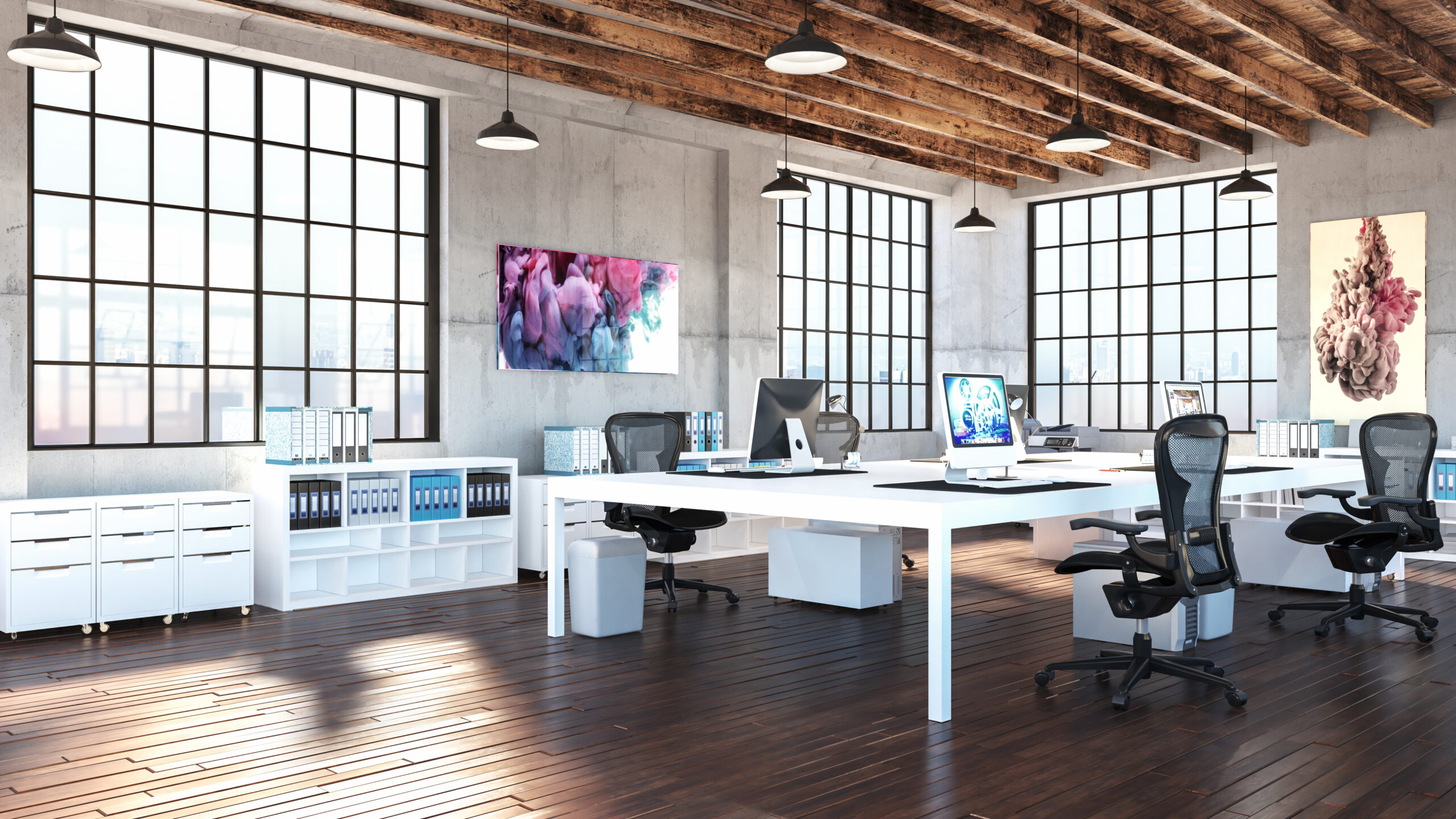 modern industrial office 3d rendering image